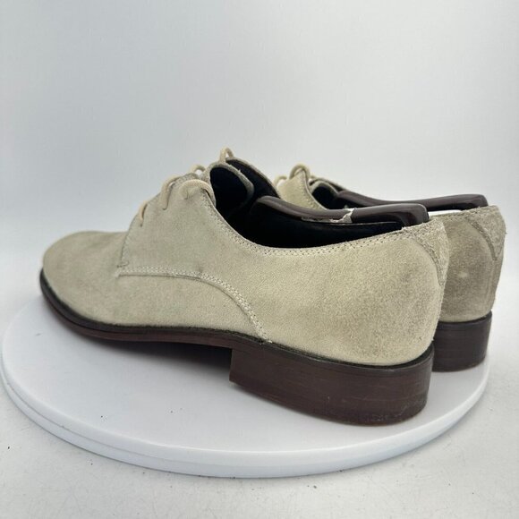 John Varvatos Men Size 7M White Beige Suede Plain Toe Derby Dress Shoes - Picture 7 of 15